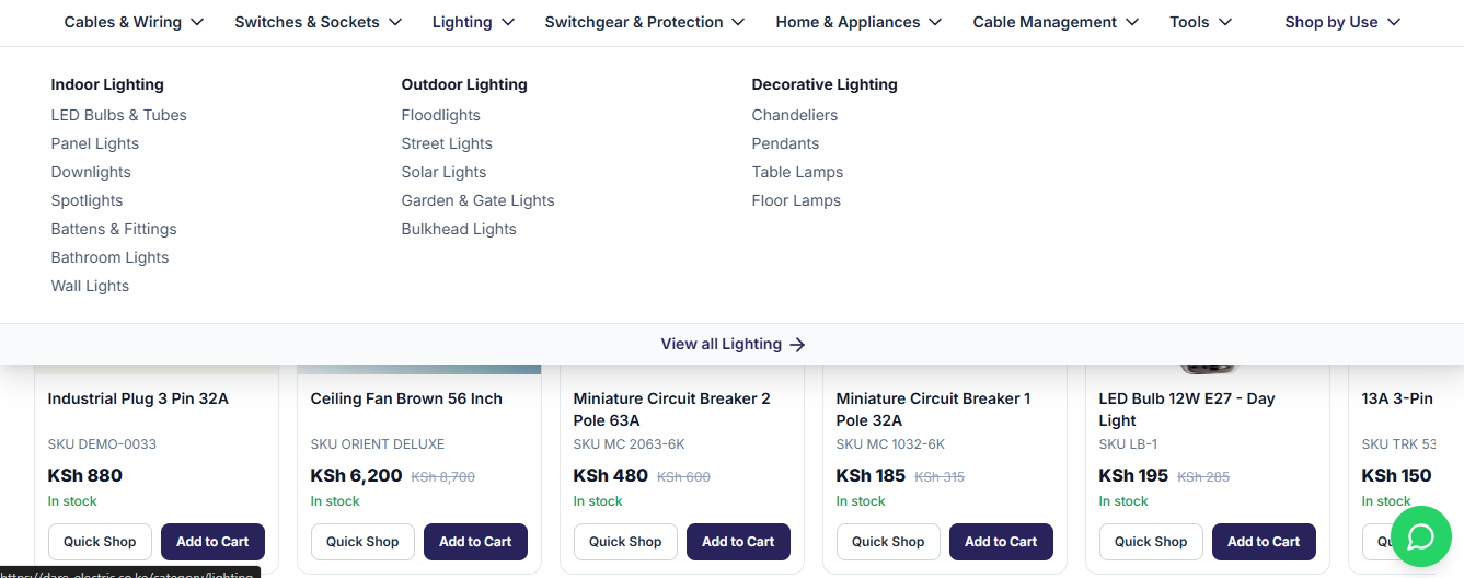 Dare Electric E-Commerce Website