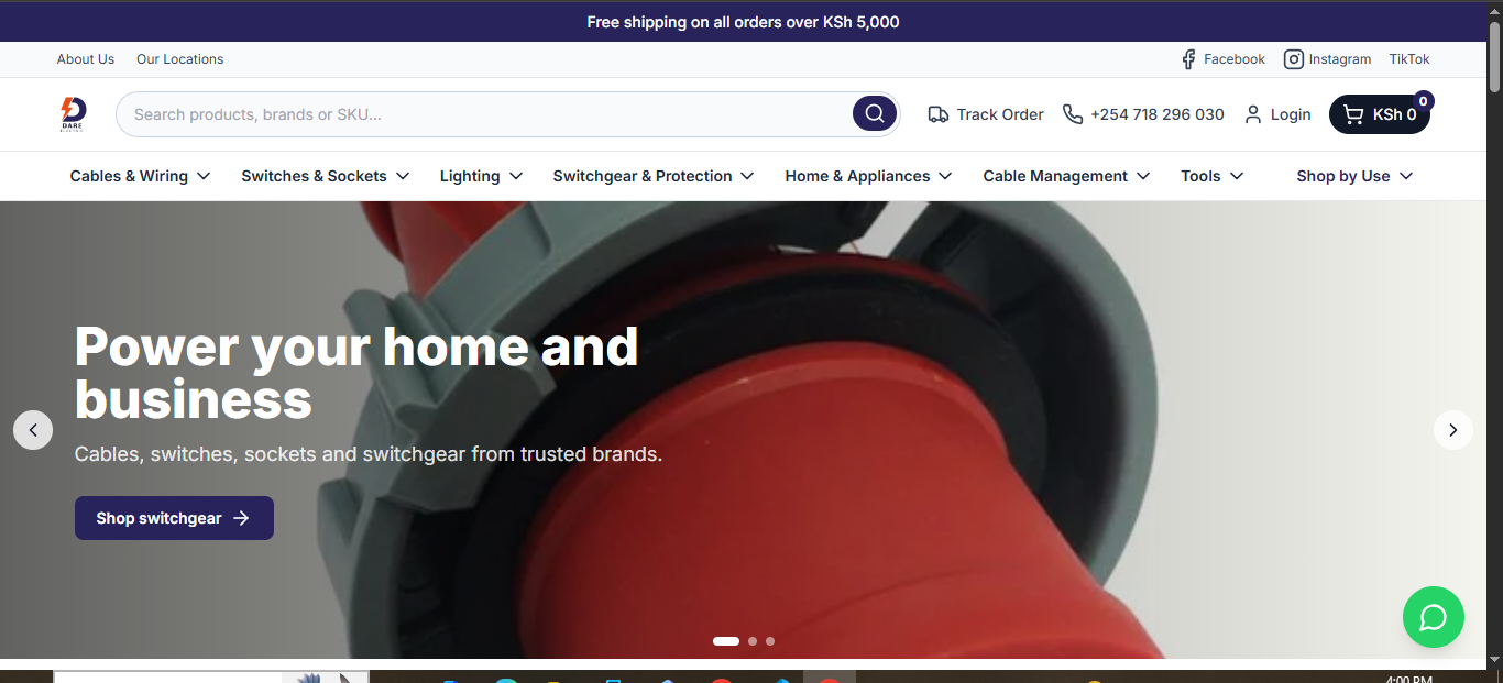 Dare Electric E-Commerce Website screenshot